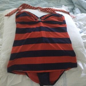 Tommy Hilfiger Red And Blue Striped Nautical Women’s Bathing Suit size 12